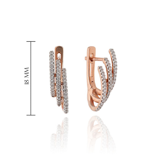 Rožinio aukso auskarai su matmenimis – 18 mm