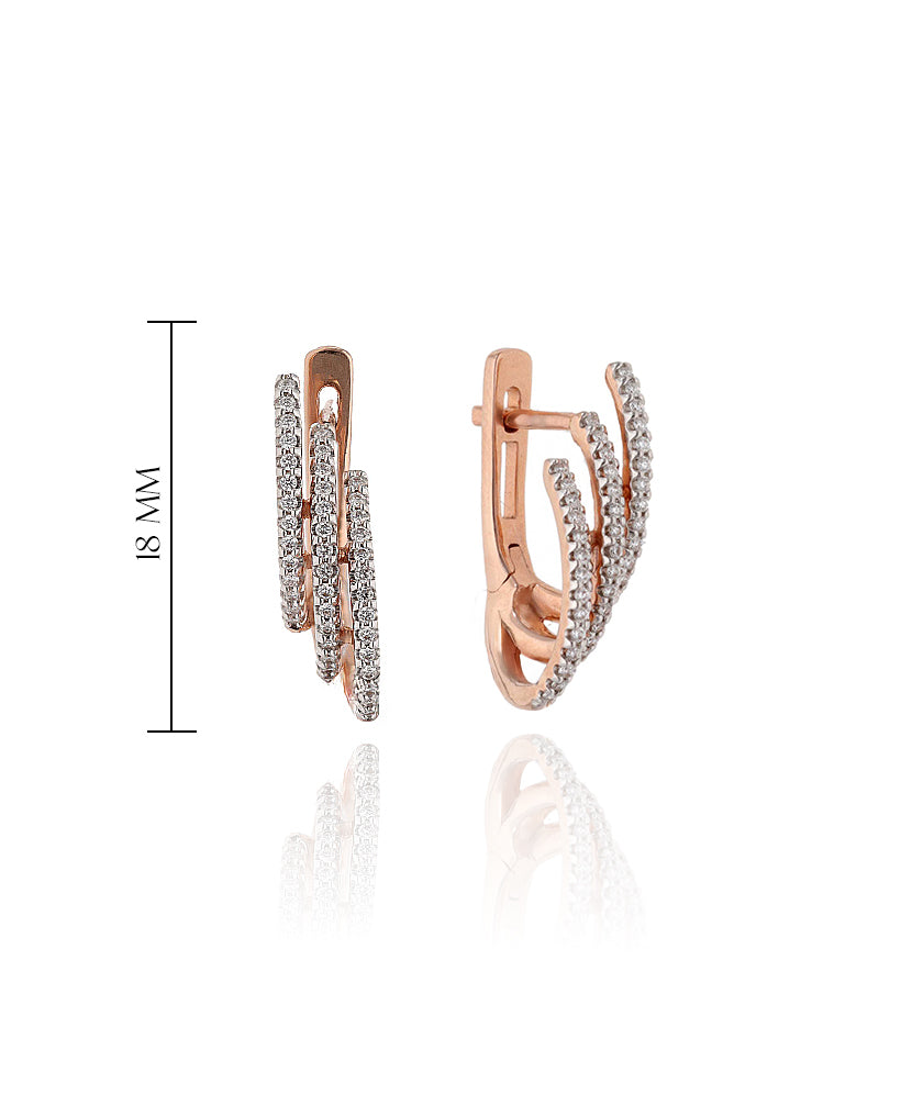 Rožinio aukso auskarai su matmenimis – 18 mm