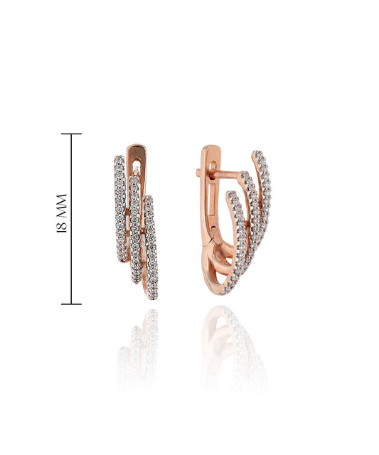 Rožinio aukso auskarai su matmenimis – 18 mm