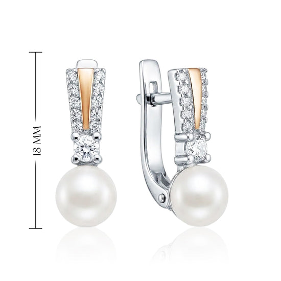 moteriški sidabriniai auskarai su perlu