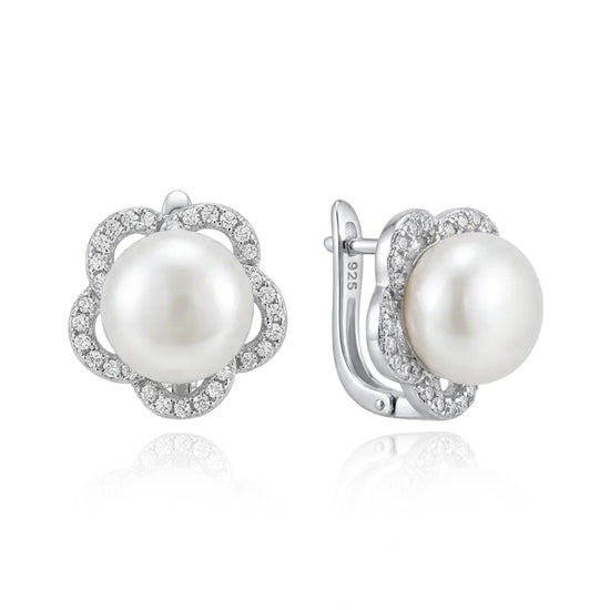 sidabriniai auskarai su perlu