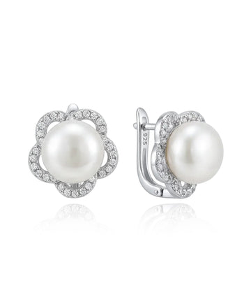 sidabriniai auskarai su perlu