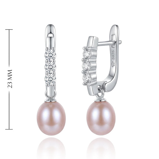 rožiniai perlų auskarai