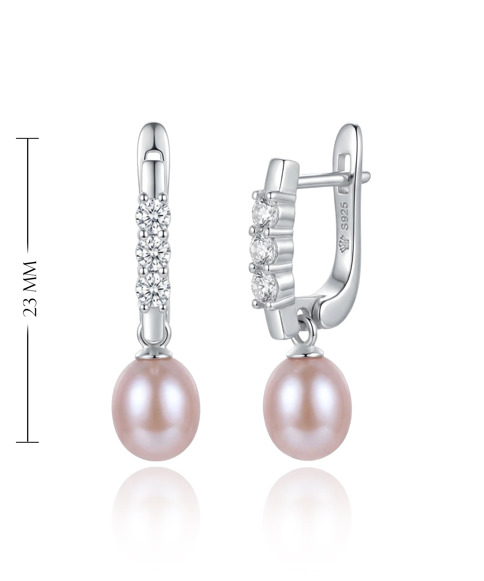 rožiniai perlų auskarai