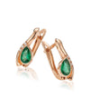 Gold earrings with emerald and diamonds