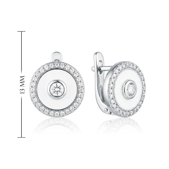 moteriški sidabriniai auskarai su centriniu cirkoniu