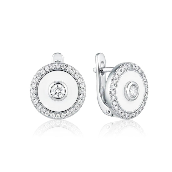 apvalūs sidabriniai auskarai su cirkoniais