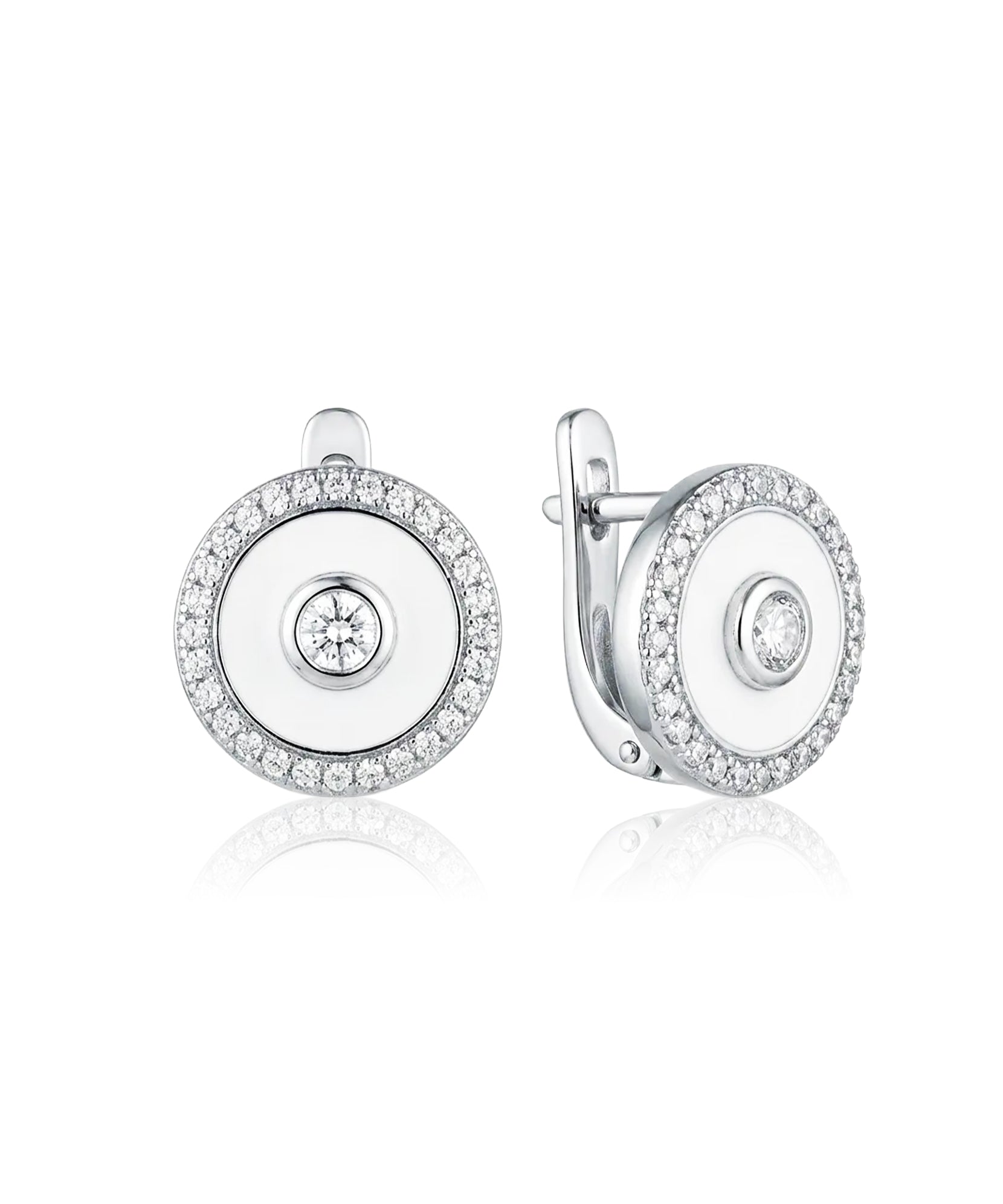 apvalūs sidabriniai auskarai su cirkoniais