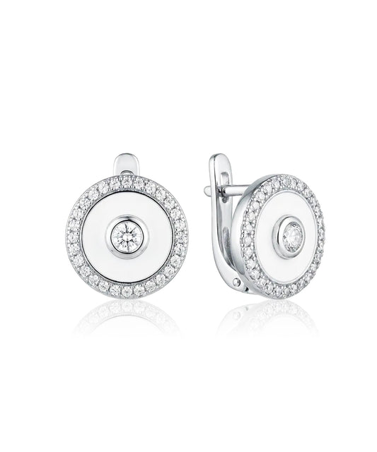 apvalūs sidabriniai auskarai su cirkoniais