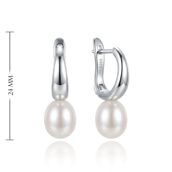 sidabriniai auskarai su baltu perlu