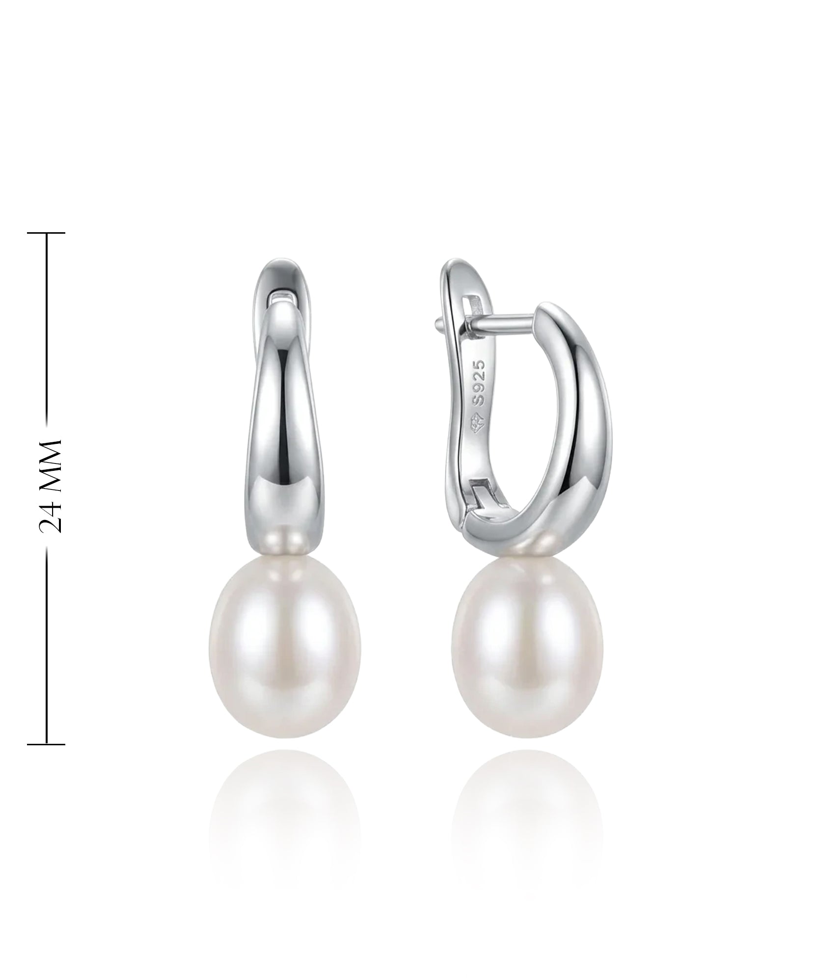 sidabriniai auskarai su baltu perlu