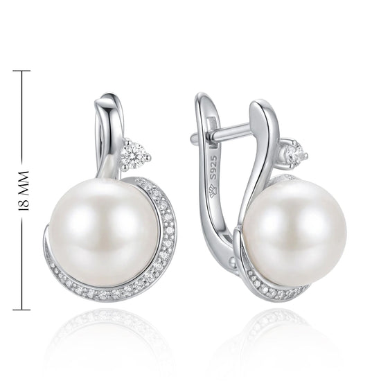 sidabriniai auskarai su baltu perlu