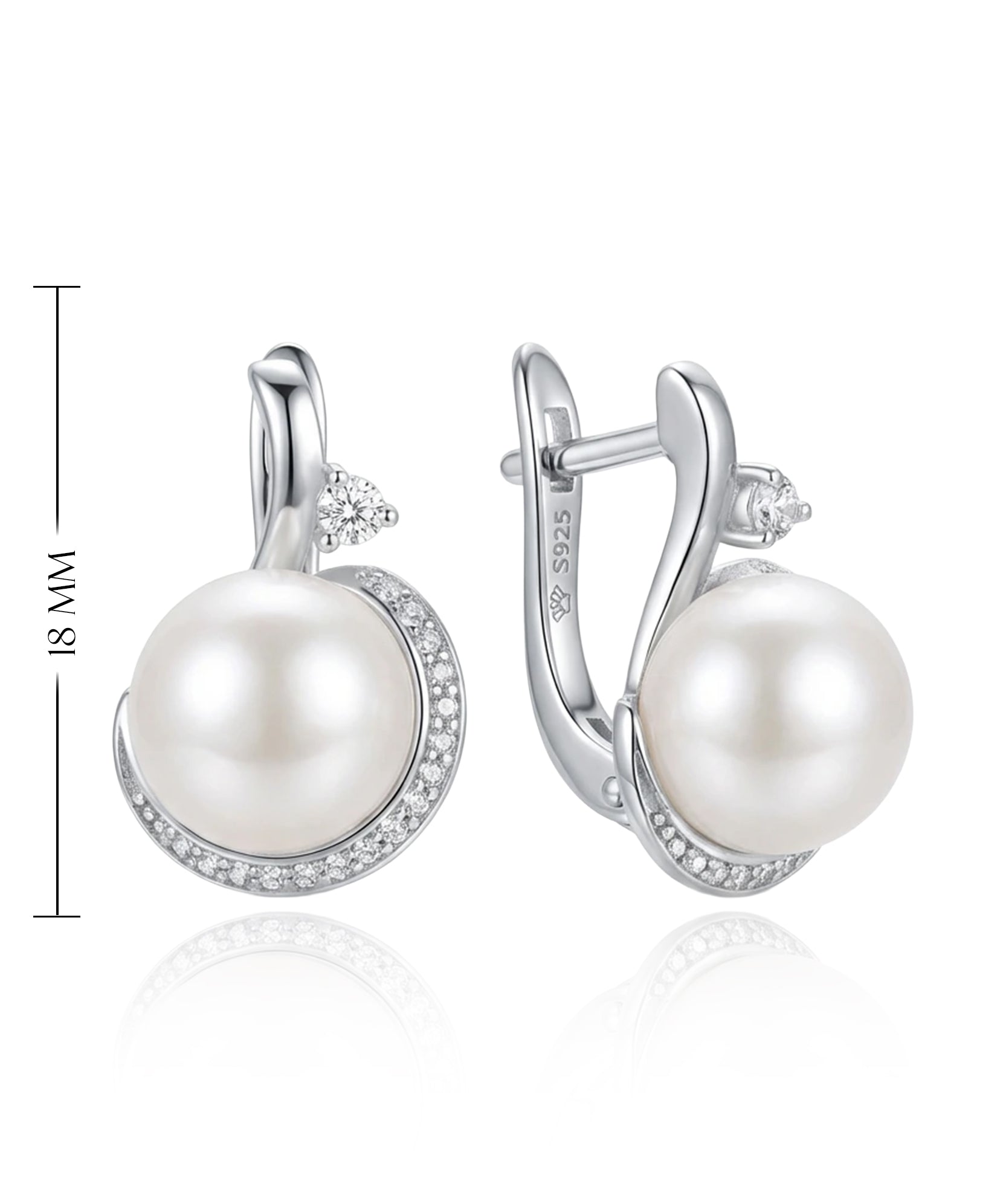 sidabriniai auskarai su baltu perlu