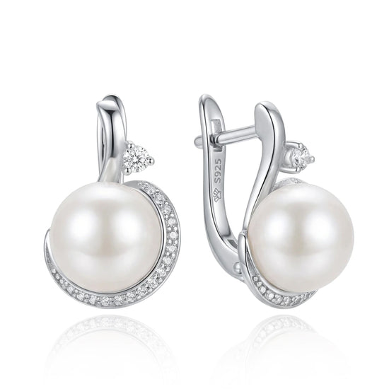 sidabriniai auskarai su perlu ir cirkoniais