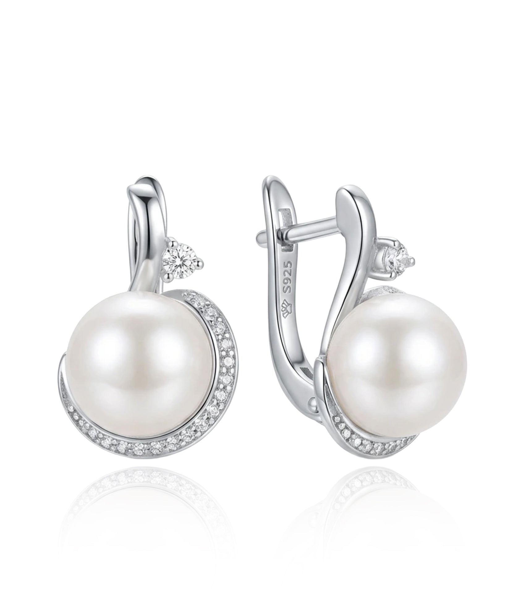 sidabriniai auskarai su perlu ir cirkoniais