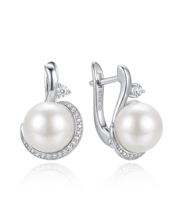 sidabriniai auskarai su perlu ir cirkoniais