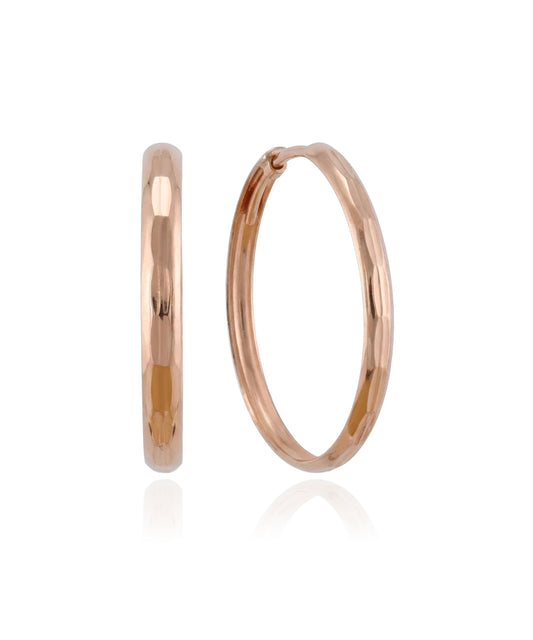 Textured rose gold hoops