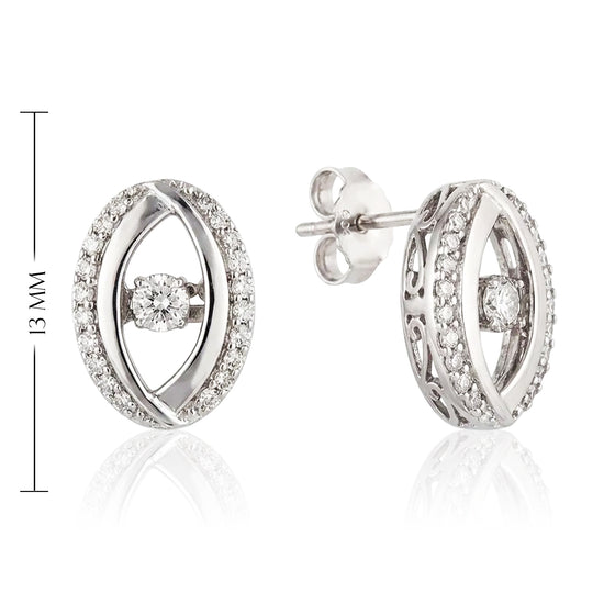 Spindintys auskarai su briliantais iš šono