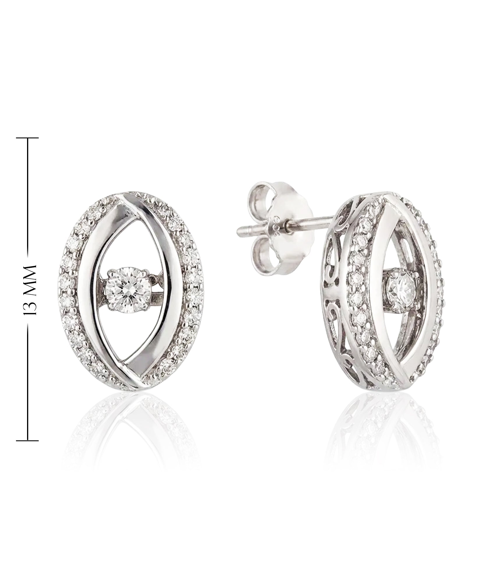 Spindintys auskarai su briliantais iš šono