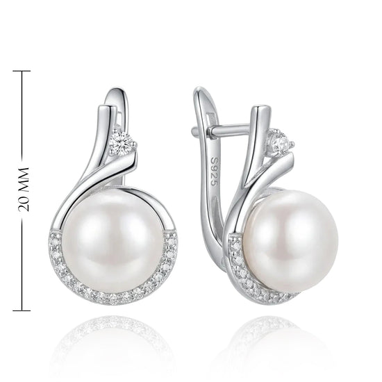 sidabriniai auskarai su baltu perlu