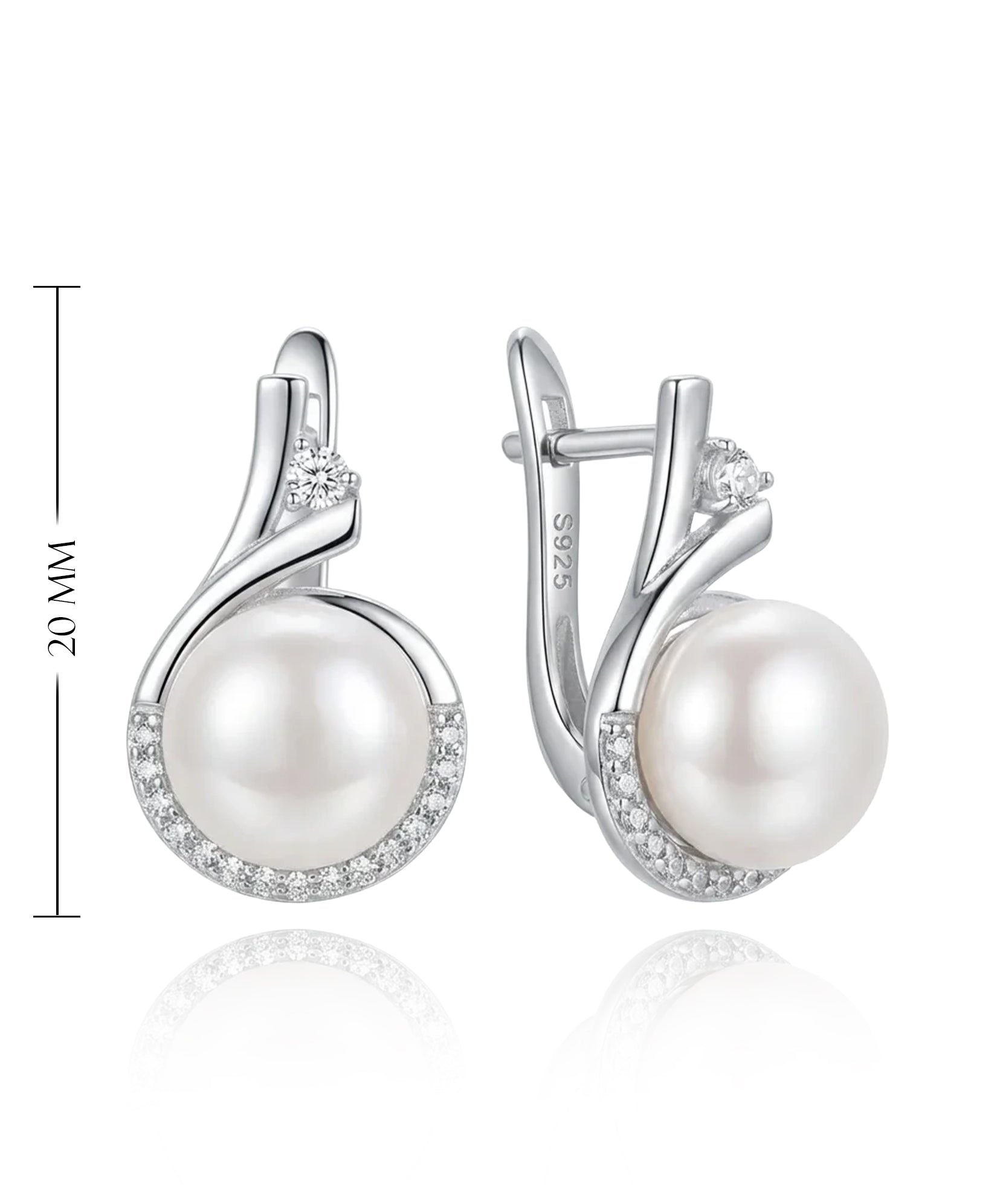 sidabriniai auskarai su baltu perlu