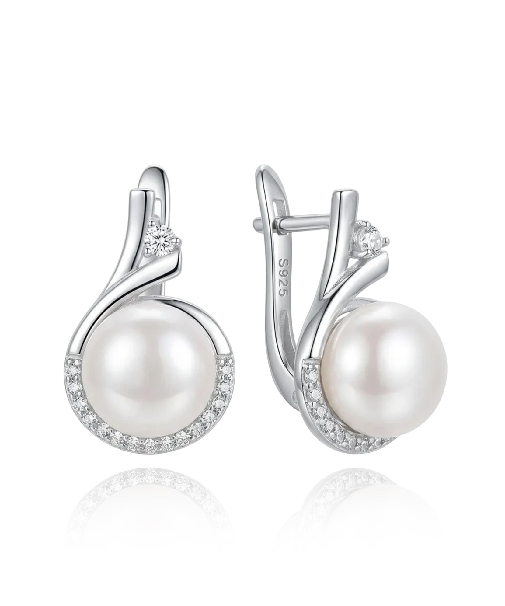 sidabriniai auskarai su perlu ir cirkoniais