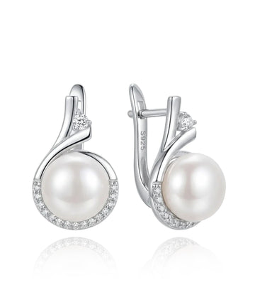 sidabriniai auskarai su perlu ir cirkoniais