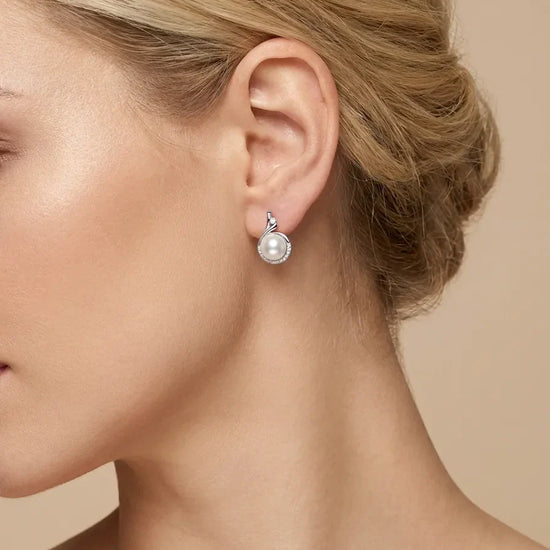 perliniai auskarai su cirkoniais