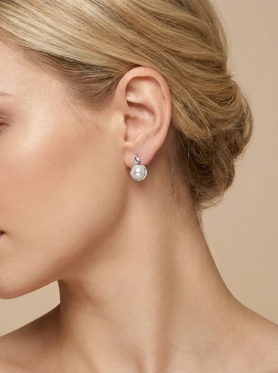 perliniai auskarai su cirkoniais