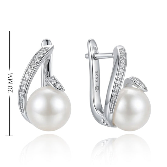 sidabriniai auskarai su baltu perlu