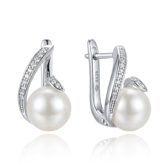 sidabriniai auskarai su perlu ir cirkoniais