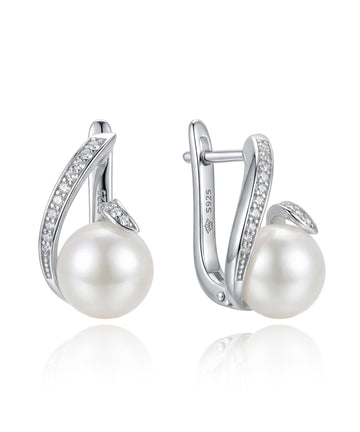 sidabriniai auskarai su perlu ir cirkoniais