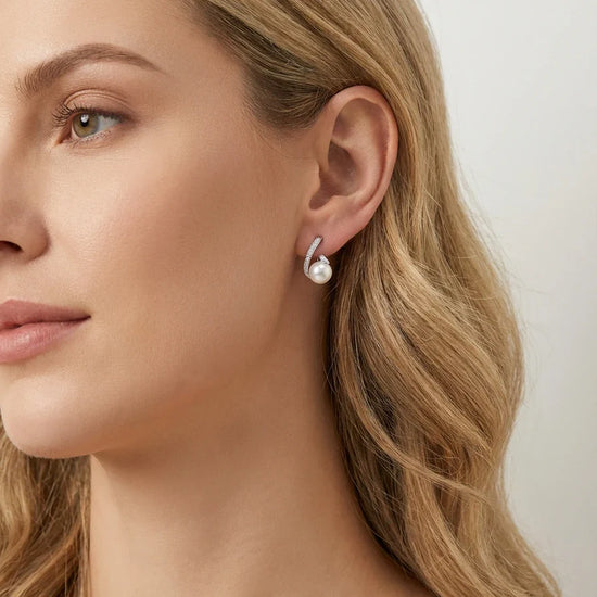 perliniai auskarai su cirkoniais