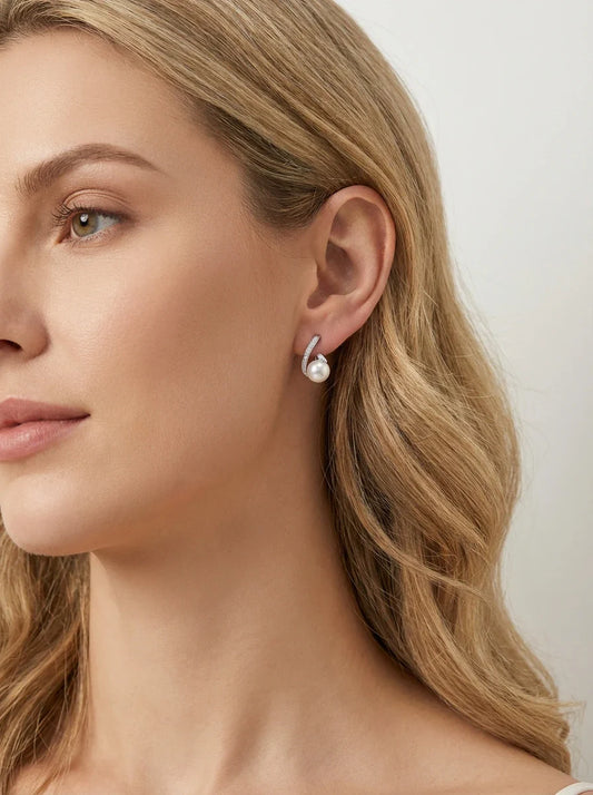 perliniai auskarai su cirkoniais