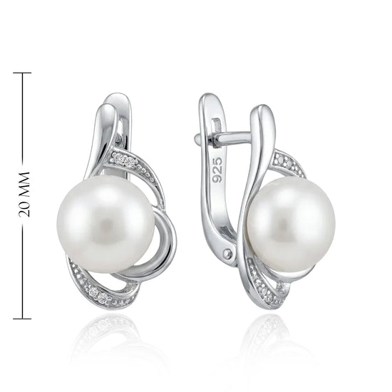 sidabriniai auskarai su baltu perlu