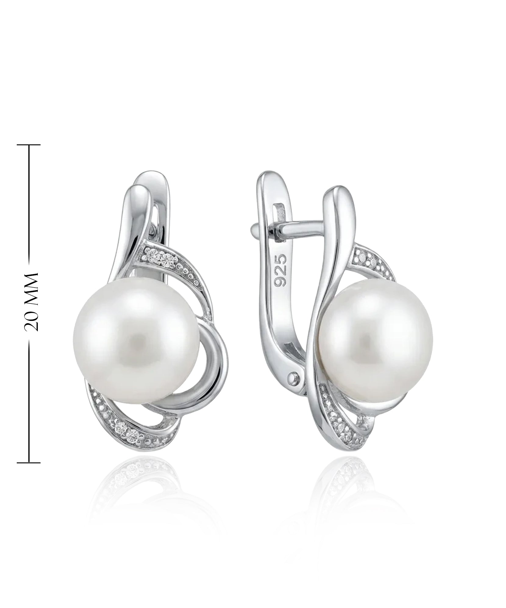 sidabriniai auskarai su baltu perlu