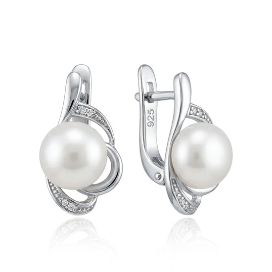 sidabriniai auskarai su perlu ir cirkoniais