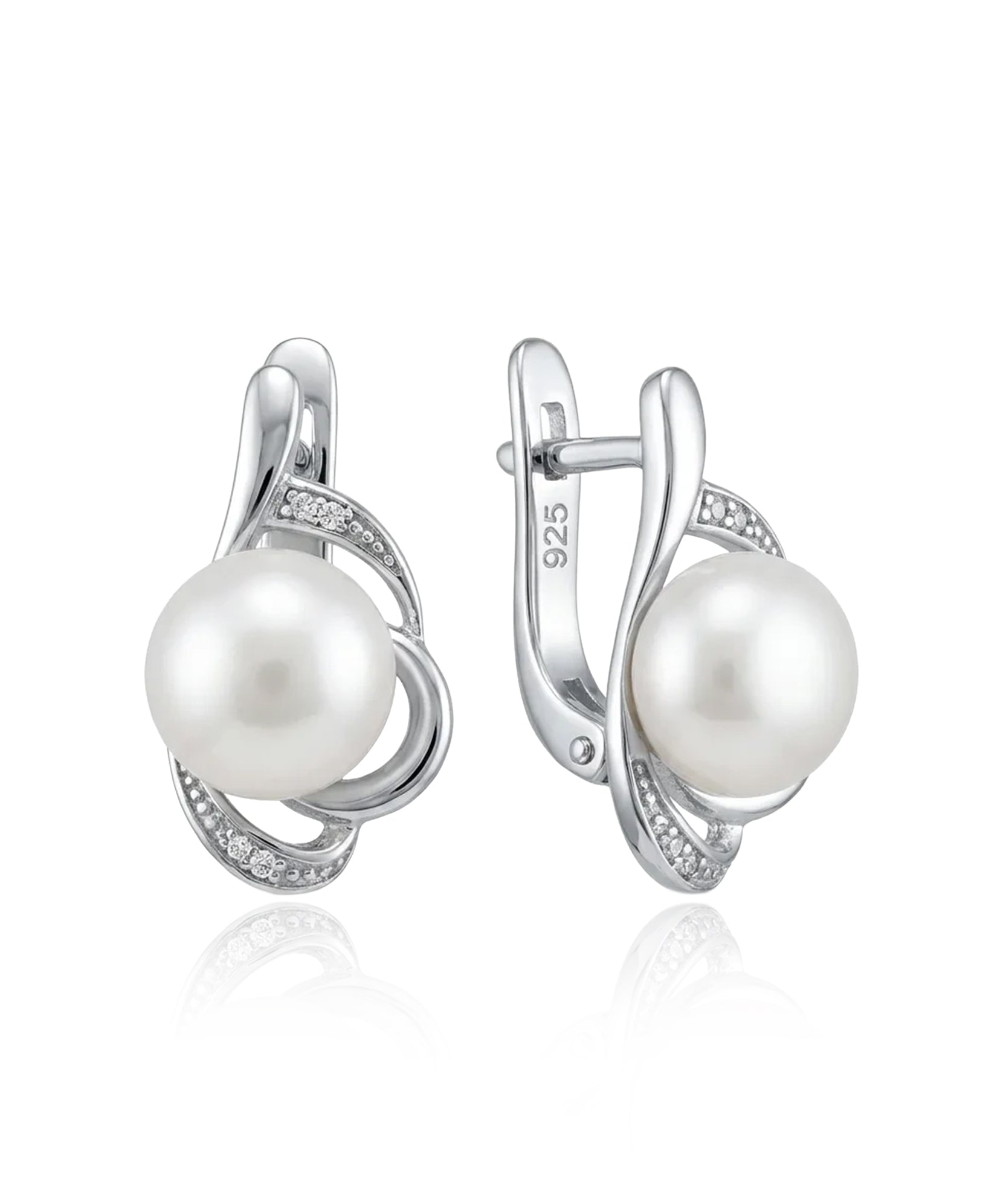 sidabriniai auskarai su perlu ir cirkoniais