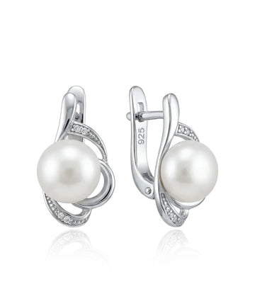 sidabriniai auskarai su perlu ir cirkoniais