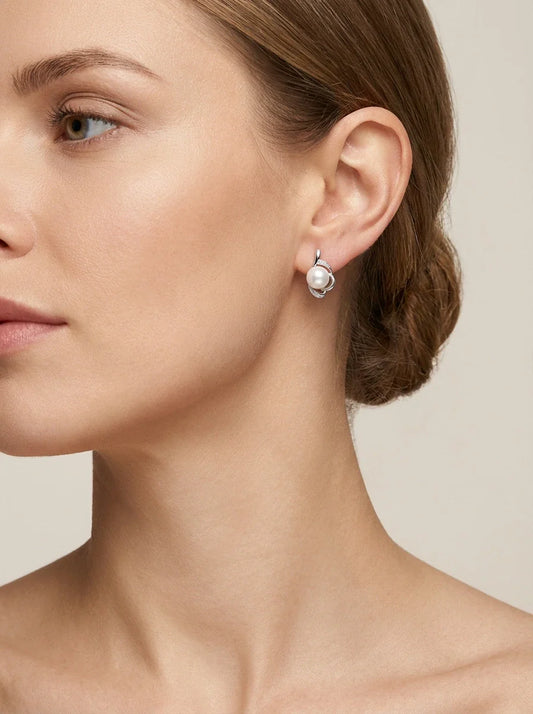 perliniai auskarai su cirkoniais