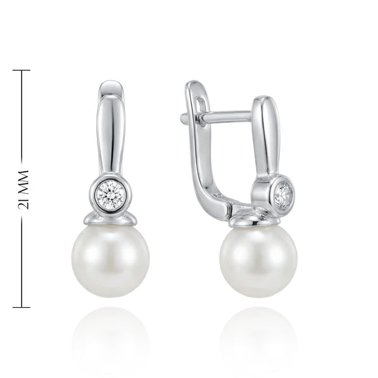 sidabriniai auskarai su baltu perlu