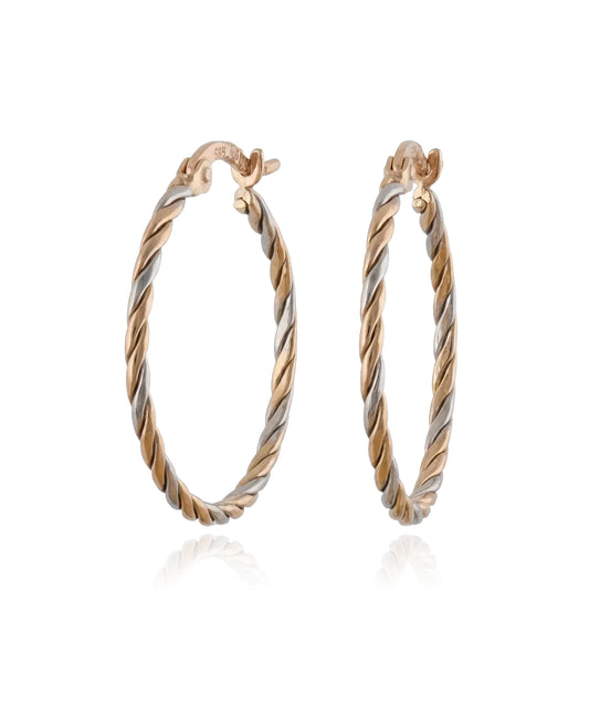 Braided two-tone earrings 25 mm