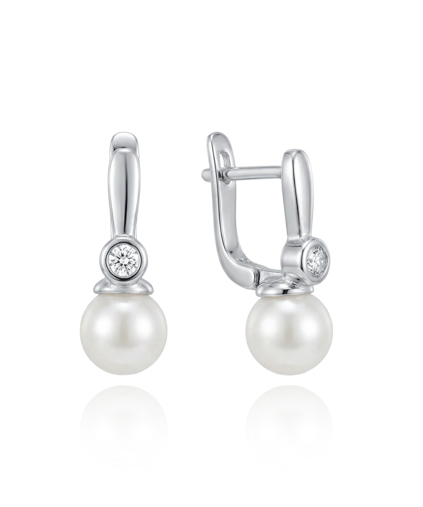 sidabriniai auskarai su perlu ir cirkoniu