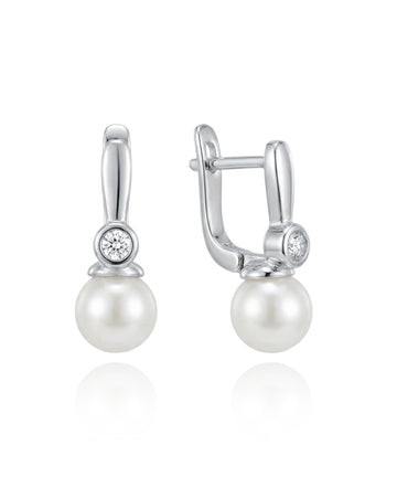 sidabriniai auskarai su perlu ir cirkoniu