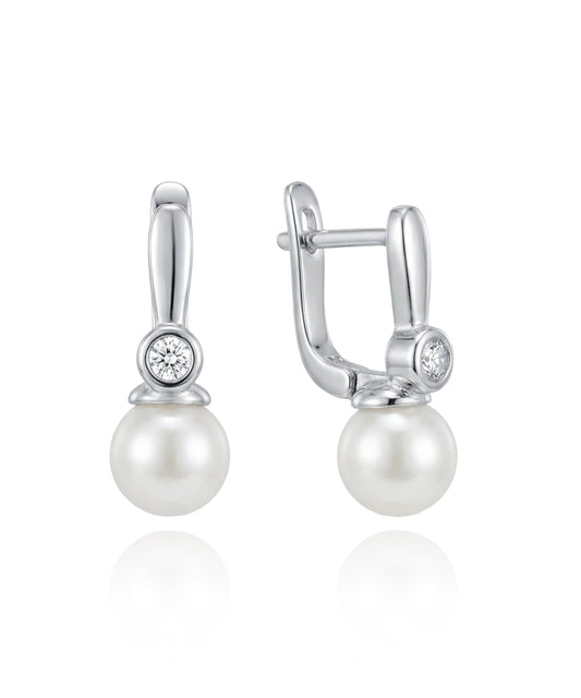 sidabriniai auskarai su perlu ir cirkoniu