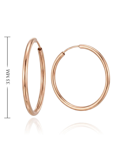 Rose gold hoops 33 mm