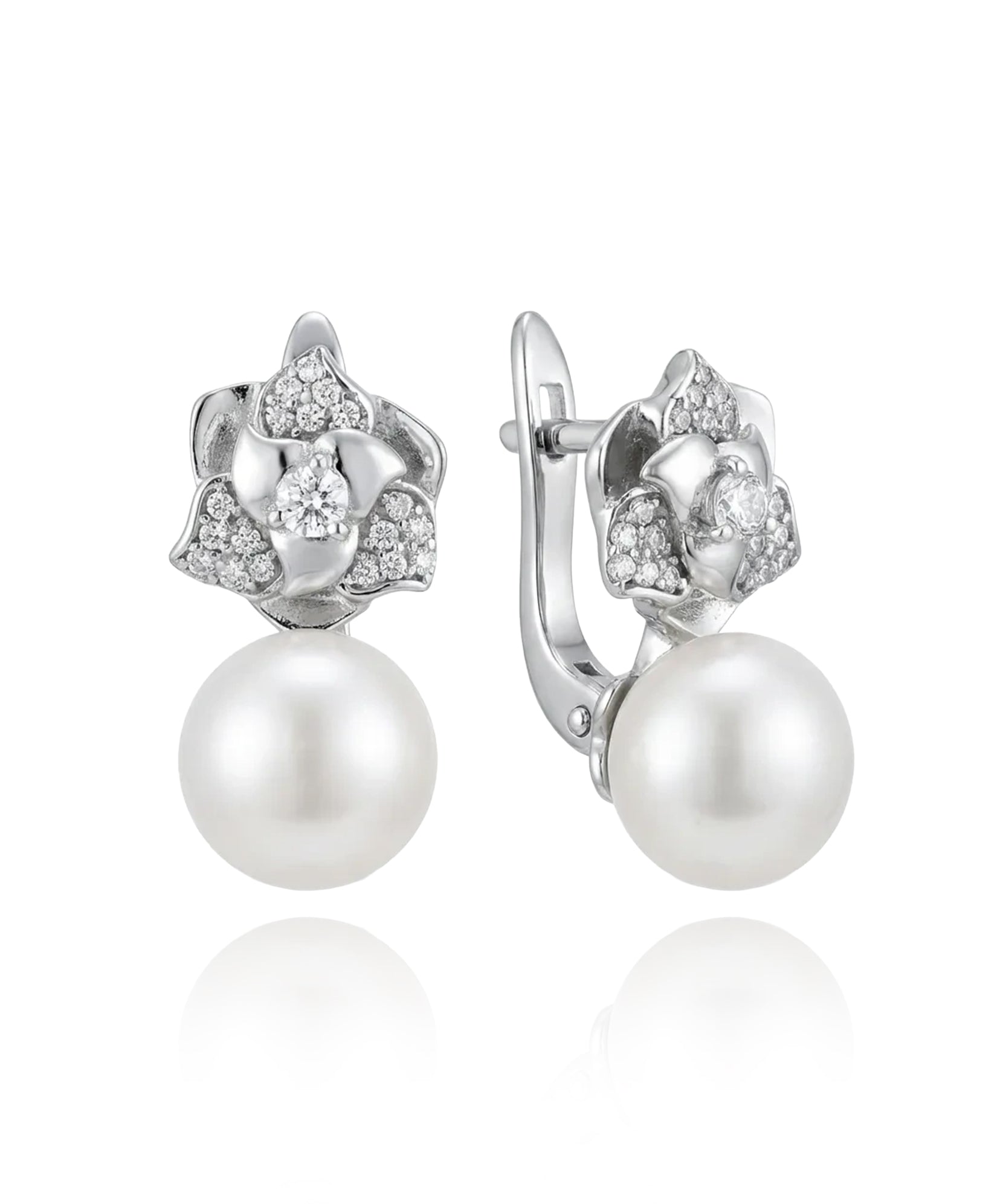 sidabriniai auskarai su perlu ir cirkoniais