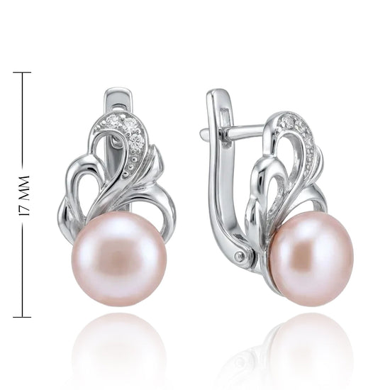 perliniai sidabriniai auskarai su cirkoniais