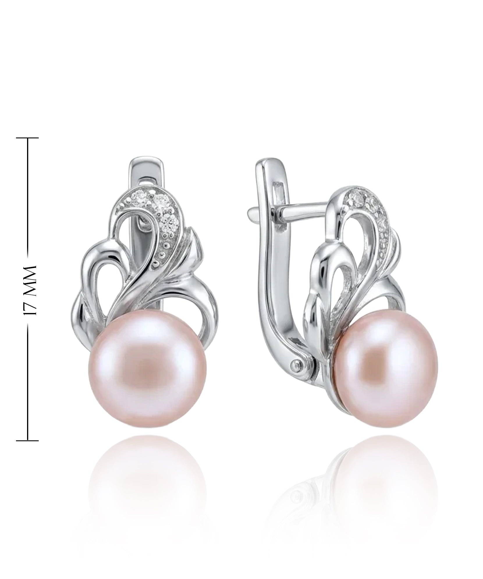 perliniai sidabriniai auskarai su cirkoniais