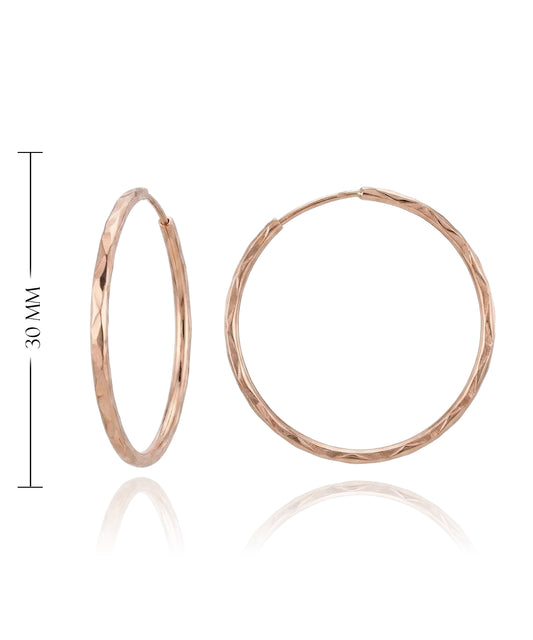 Textured rose gold hoops 30 mm